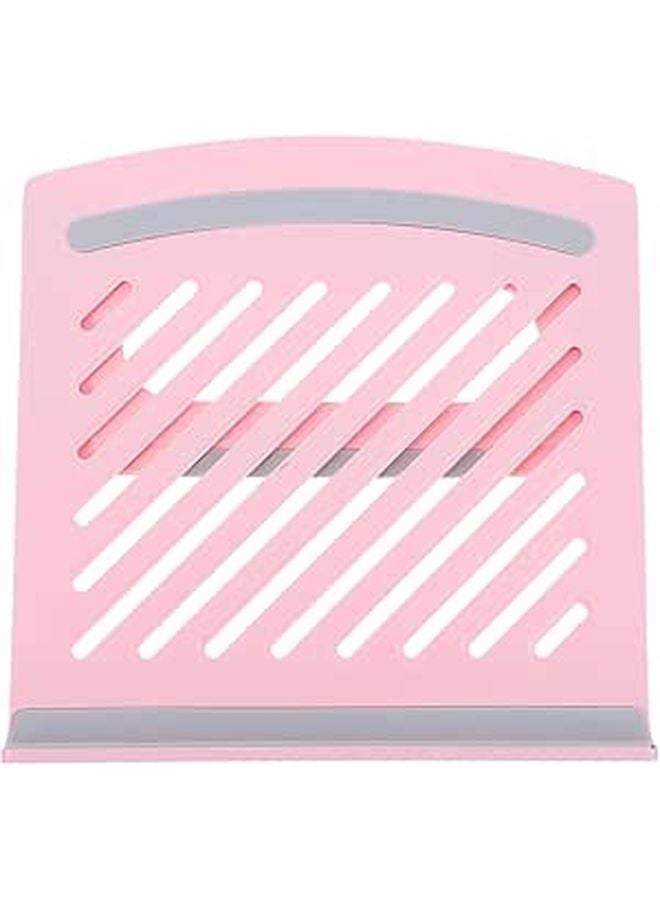 Pink Foldable Adjustable Laptop Stand Ventilated Riser for Desk Small Spaces - Image 1