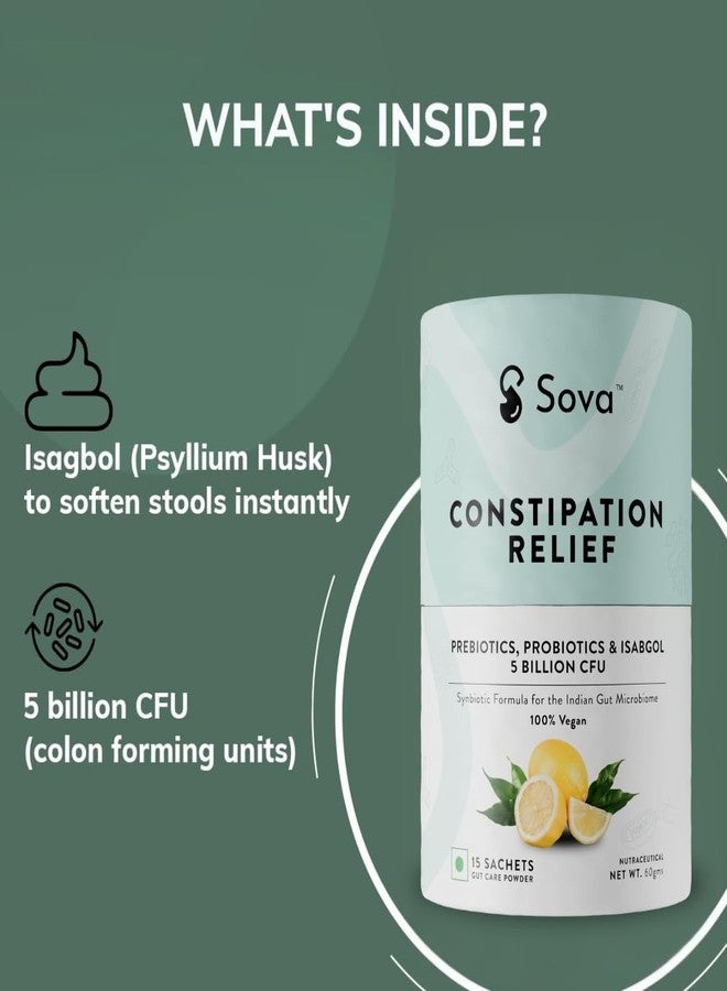 SOVA Probiotics Supplements For Constipation Relief, Stool Softener & Regulate Bowel Motions With Psyllium Husk | 5 Billion Cfus | 15 Vegan Sachets - For Men And Women | One Swift Motion | Prebiotics, Probiotics & ISABGOL - Image 5
