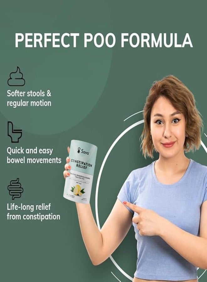 SOVA Probiotics Supplements For Constipation Relief, Stool Softener & Regulate Bowel Motions With Psyllium Husk | 5 Billion Cfus | 15 Vegan Sachets - For Men And Women | One Swift Motion | Prebiotics, Probiotics & ISABGOL - Image 2