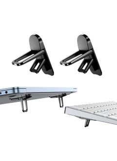KASTWAVE Mini Foldable Laptop Stand, Self-Adhesive Portable Invisible Computer Keyboard Riser, Adjustable Height for for MacBook, Dell, HP and Other 10-17 Inches Laptop, Black, 2PCS  - Image 1