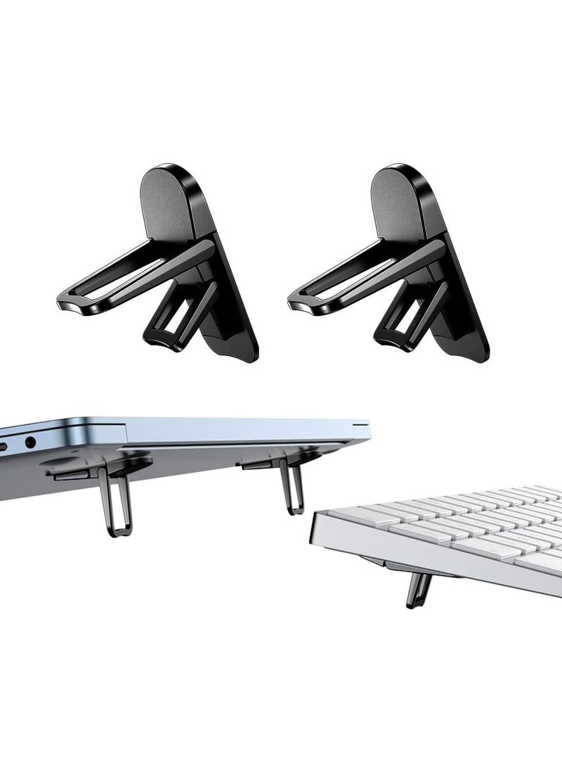 KASTWAVE - Mini Foldable Laptop Stand, Self-Adhesive Portable Invisible Computer Keyboard Riser, Adjustable Height for for MacBook, Dell, HP and Other 10-17 Inches Laptop, Black, 2PCS - Image 1