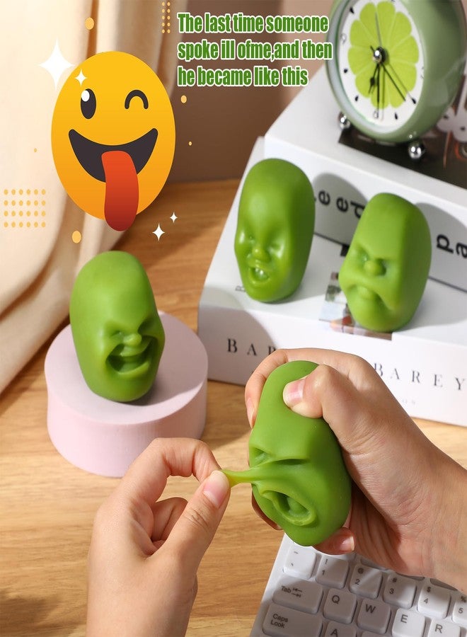 Poen 4 Pcs Human Face Stress Ball for Adults Funny Human Face Emotion Balls Fidget Sensory Toy Relief Toys Squeeze Ball Soft Stretchy Fidget Toys for Relieve(Green) - Image 3