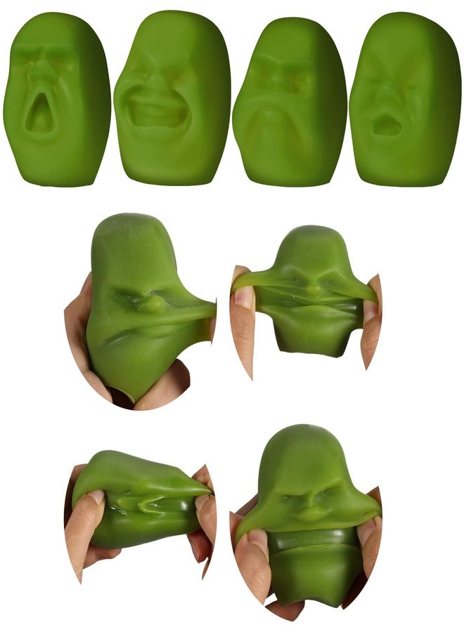 Poen 4 Pcs Human Face Stress Ball for Adults Funny Human Face Emotion Balls Fidget Sensory Toy Relief Toys Squeeze Ball Soft Stretchy Fidget Toys for Relieve(Green) - Image 1