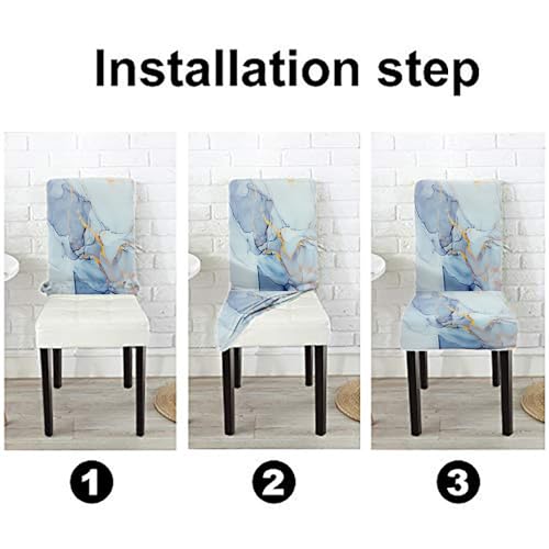 CAPSCEOLL Marble Blue Abstract Printing Dining Chair Covers Set of 4,Stretch Parsons Chair Slipcovers Universal Removable Washable Chair Seat Covers Protector for Dining Room,Kitchen,Hotel - Image 5