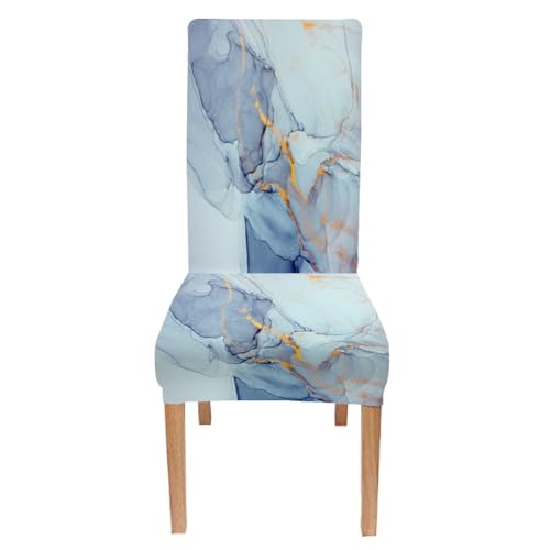 CAPSCEOLL Marble Blue Abstract Printing Dining Chair Covers Set of 4,Stretch Parsons Chair Slipcovers Universal Removable Washable Chair Seat Covers Protector for Dining Room,Kitchen,Hotel - Image 2