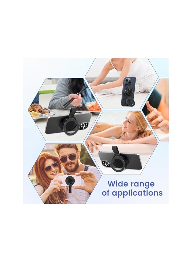 S-TOP 2-in-1 Magnetic Phone Ring Holder with Wireless Charging, Supports Apple Watch Charging, Magnetic Phone Grip Ring Holder for iPhone 16/15/14/13/12 Pro Max Plus-Black - Image 4