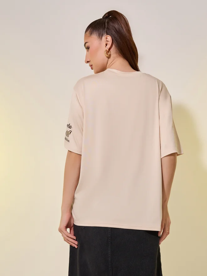 Styli Styli Round Neck Slogan Print T-Shirt