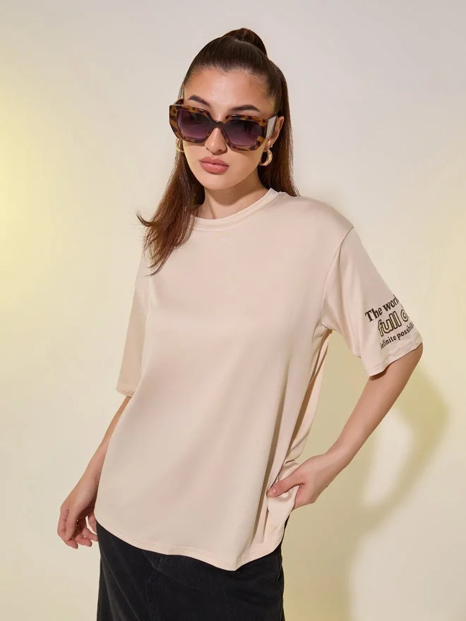 Take Two Round Neck Slogan Print T-Shirt