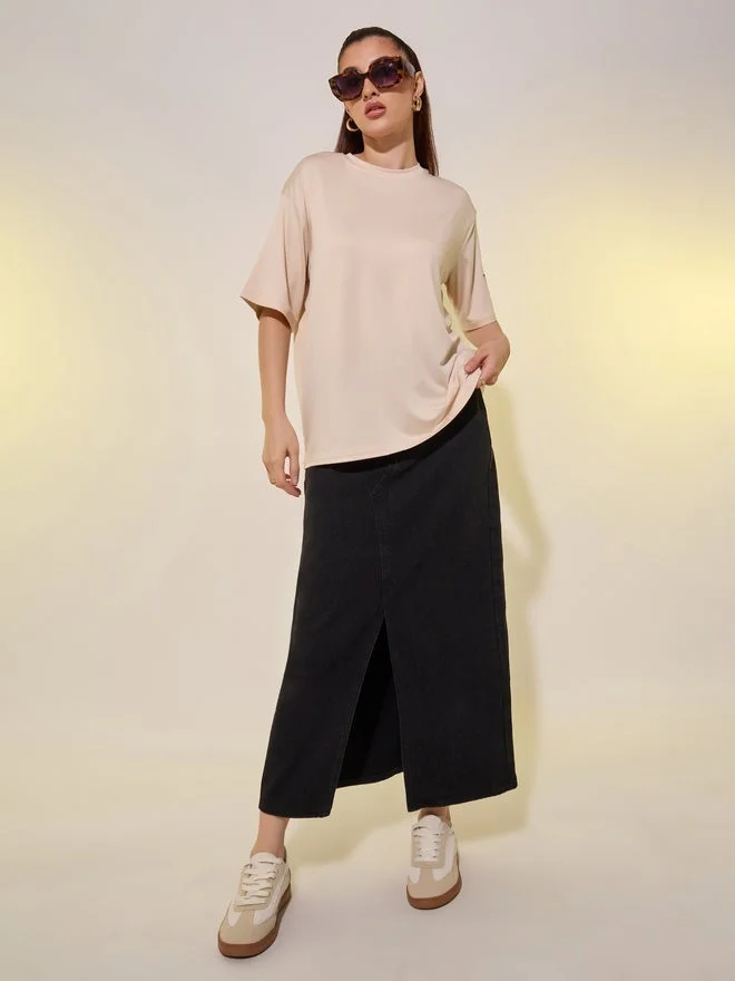 Take Two Round Neck Slogan Print T-Shirt