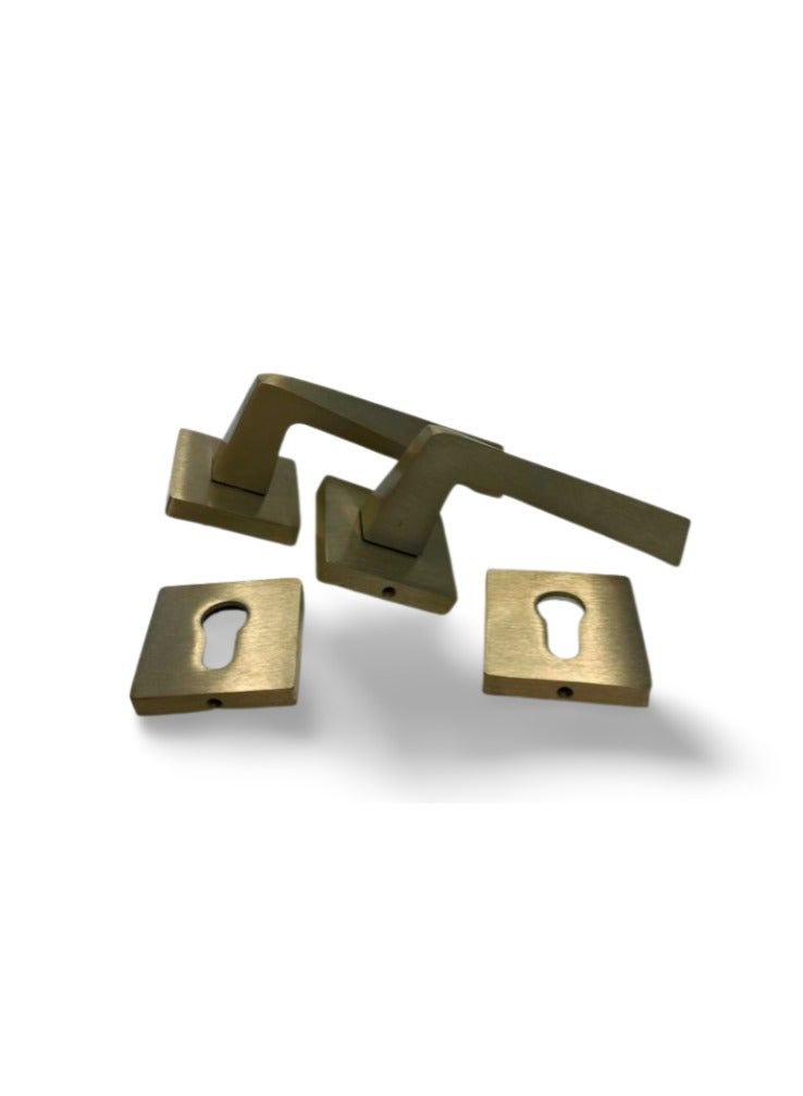 Al-Ahram matt nickel rosette handle set with Comex silver apartment door handle and antidust door brush as a gift  - Image 2
