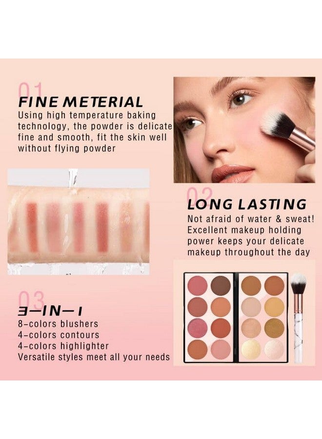 NewBang 16 Colors Blush Contour Highlighter Makeup Palette with Brush, Matte Mineral Face Blush Powder for Cheek, Bright Shimmer Illuminator Bronzer Professional Facial Beauty Makeup Blushes Set - Image 5