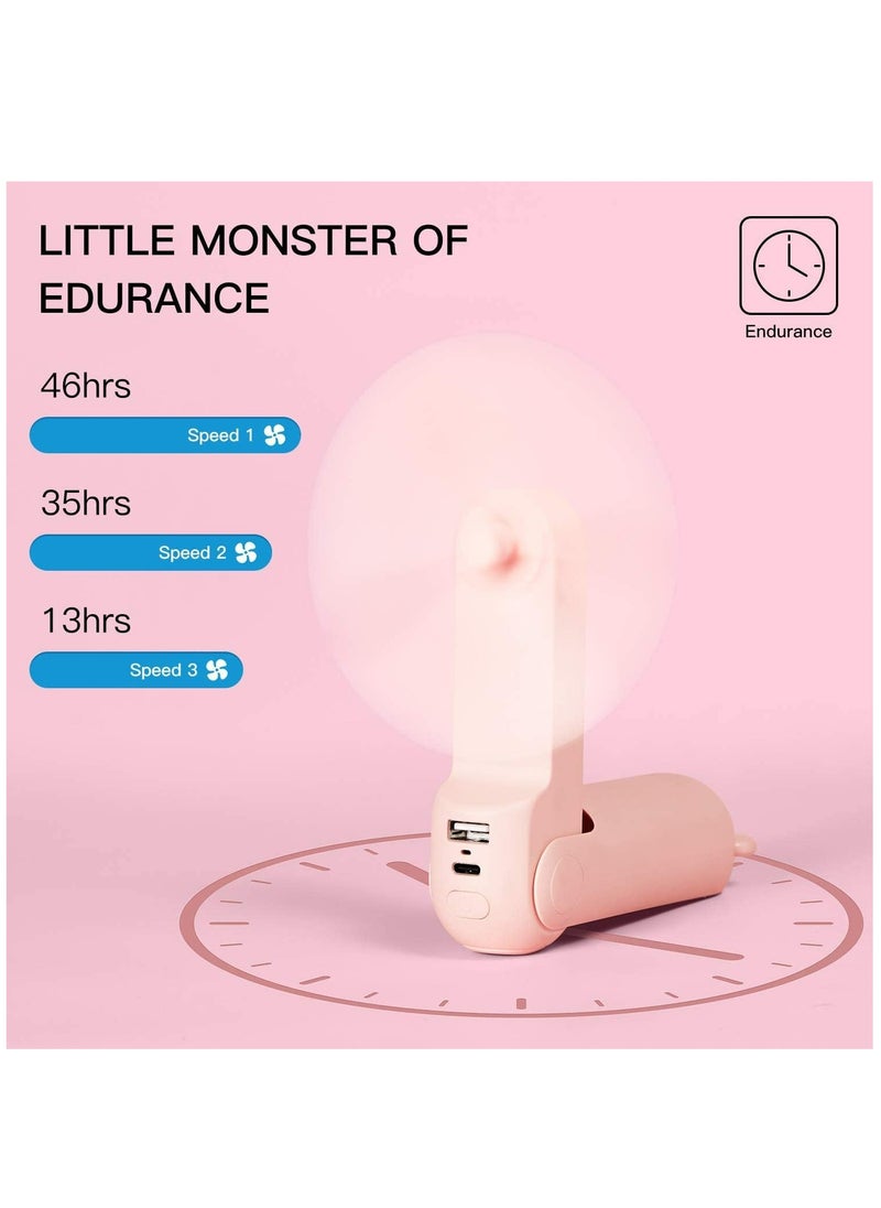 Captaintech Portable Handheld Fan, Mini Pocket Hand Fan, Small Battery Operated 14-21 hours, USB Rechargeable Foldable Fan, Quiet Personal Fan with Power Bank, Flashlight for Indoor, Outdoor - White  - Image 4