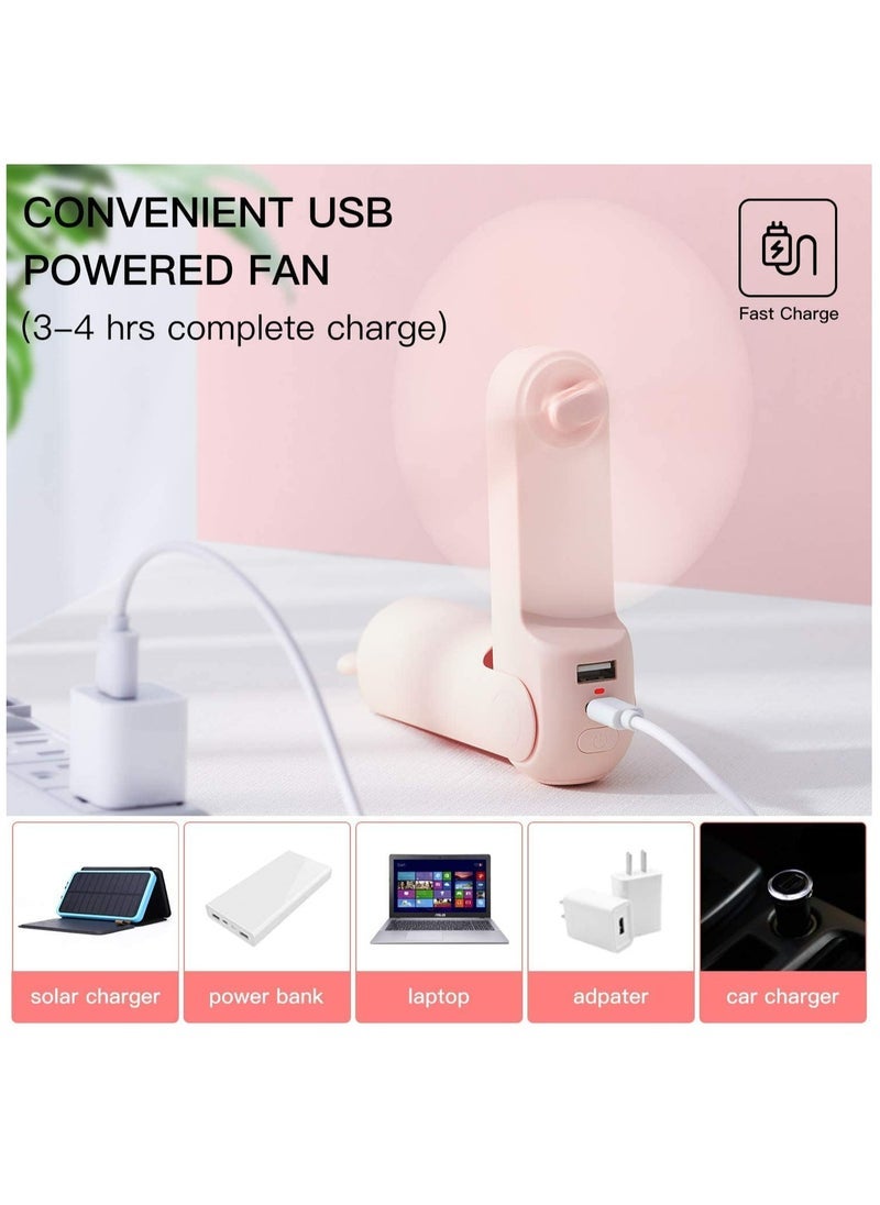 Captaintech Portable Handheld Fan, Mini Pocket Hand Fan, Small Battery Operated 14-21 hours, USB Rechargeable Foldable Fan, Quiet Personal Fan with Power Bank, Flashlight for Indoor, Outdoor - White  - Image 5