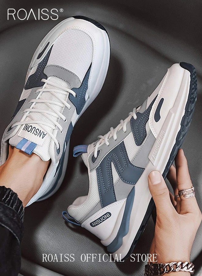 رويس حذاء رياضي رجالي برباط منخفض ممتص للصدمات ومريح للجري، نعل ناعم، مسامي، غير قابل للانزلاق، ومتين، مناسب للمراهقين، بيج - Image 3