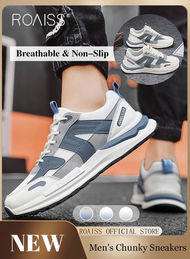 رويس حذاء رياضي رجالي برباط منخفض ممتص للصدمات ومريح للجري، نعل ناعم، مسامي، غير قابل للانزلاق، ومتين، مناسب للمراهقين، بيج - Image 1