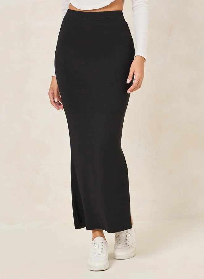 Styli Ribbed Bodycon Maxi Skirt