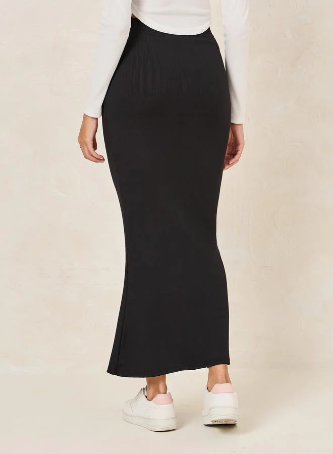 Styli Ribbed Bodycon Maxi Skirt