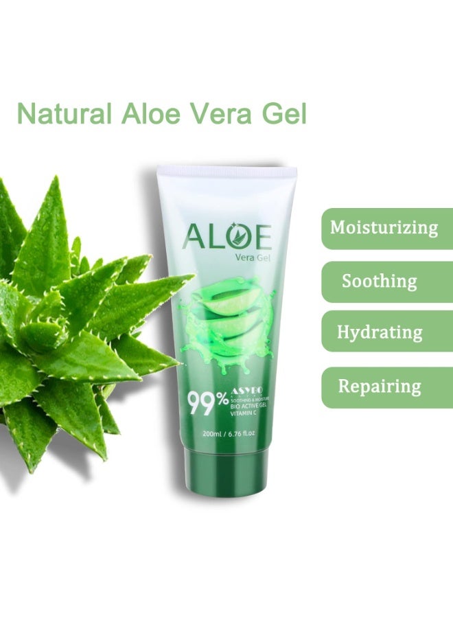 ASYBO 200x2 ML Aloe Vera Gel – 99% Organic Pure Aloe Vera Hydrating Face & Body Moisturizer, Natural Aloe Cream for Dry Skin, Sunburn, Acne, Soothing & Moisturizing - Image 2