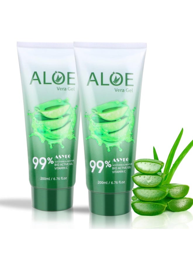 ASYBO 200x2 ML Aloe Vera Gel – 99% Organic Pure Aloe Vera Hydrating Face & Body Moisturizer, Natural Aloe Cream for Dry Skin, Sunburn, Acne, Soothing & Moisturizing - Image 3