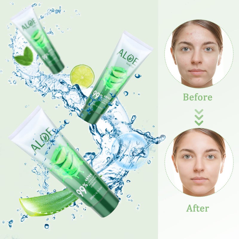 ASYBO 200x2 ML Aloe Vera Gel â€“ 99% Organic Pure Aloe Vera Hydrating Face & Body Moisturizer, Natural Aloe Cream for Dry Skin, Sunburn, Acne, Soothing & Moisturizing - Image 4