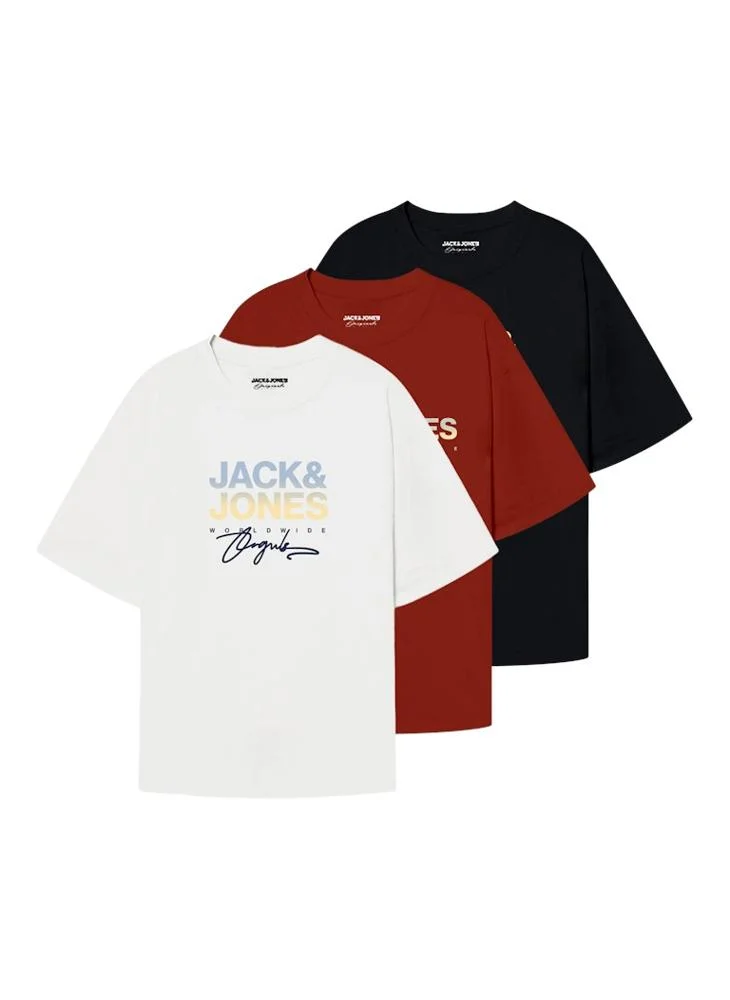 جاك اند جونز 3 Pack Jorcanggu Crew Neck T-Shirt