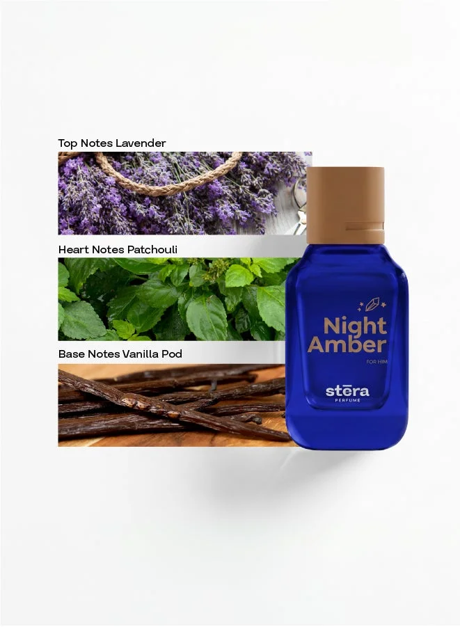 Stera Perfume NIGHT AMBER NIGHT AMBER Perfume For Men | Eau De Parfum - 50ml | Long Lasting Amber Vanilla Scent | Premium Quality Travel Size Men's Fragrance for Men | Best Price UAE