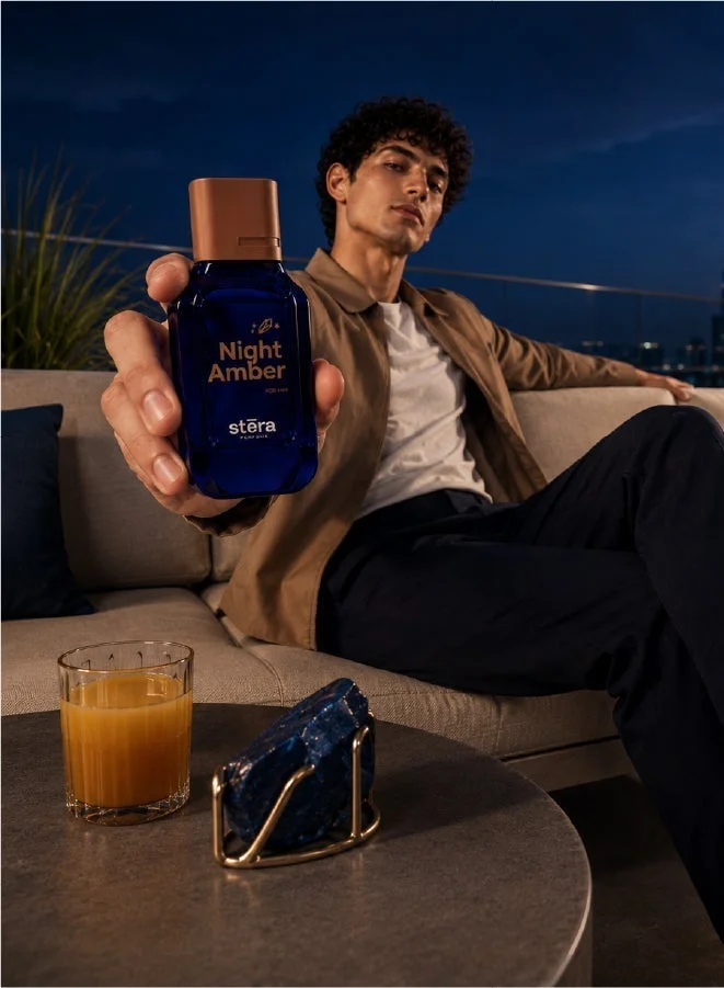 Stera Perfume NIGHT AMBER NIGHT AMBER Perfume For Men | Eau De Parfum - 50ml | Long Lasting Amber Vanilla Scent | Premium Quality Travel Size Men's Fragrance for Men | Best Price UAE
