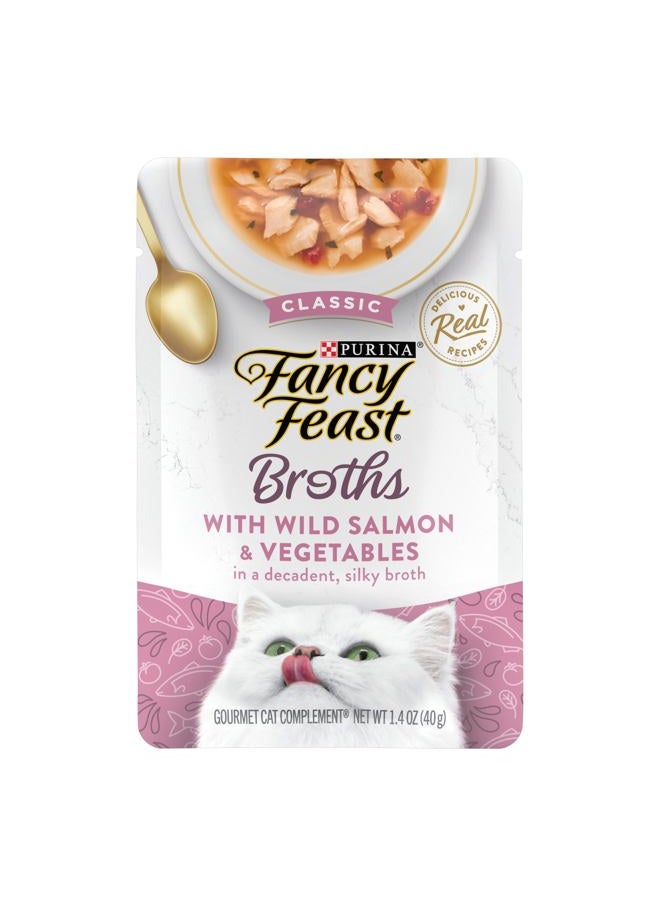 Fancy Feast Purina Limited Ingredient Cat Food Complement, Broths Classic With Wild Salmon & Vegetables - (16) 1.4 oz. Pouches - Image 1
