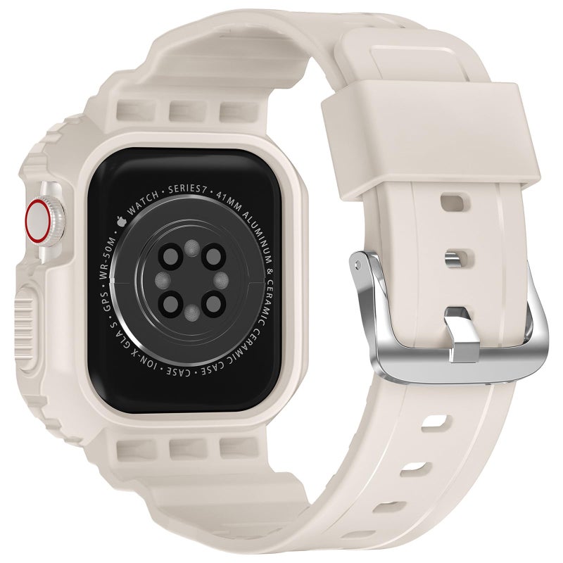 XYF Compatible for Crystal Clear Apple Watch Bands, 41mm 40mm 38mm Bumper Case for Men Women Jelly Sport Cover Strap for iWatch Ultra 3 2 Series 11 10 9 8 7 SE 6 5 4 3 (Matte Starlight, 38/40/41) - Image 2