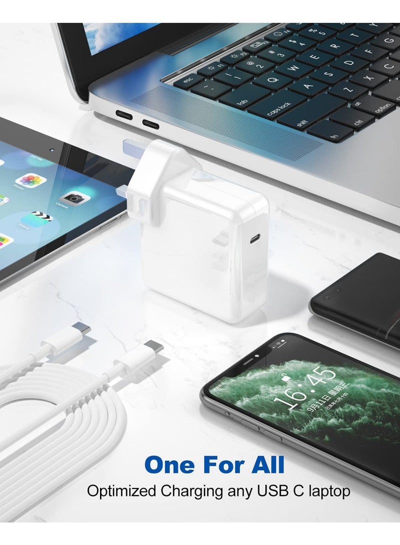 جالاكسي جودز شاحن USB-C PD بقدرة 96 واط للشحن السريع مع قابس بريطاني وكابل USB-C بطول 1 متر متوافق مع ماك بوك وديل XPS وHP Spectre ولينوفو وهواوي والأجهزة الداعمة لمنفذ USB-C - Image 3
