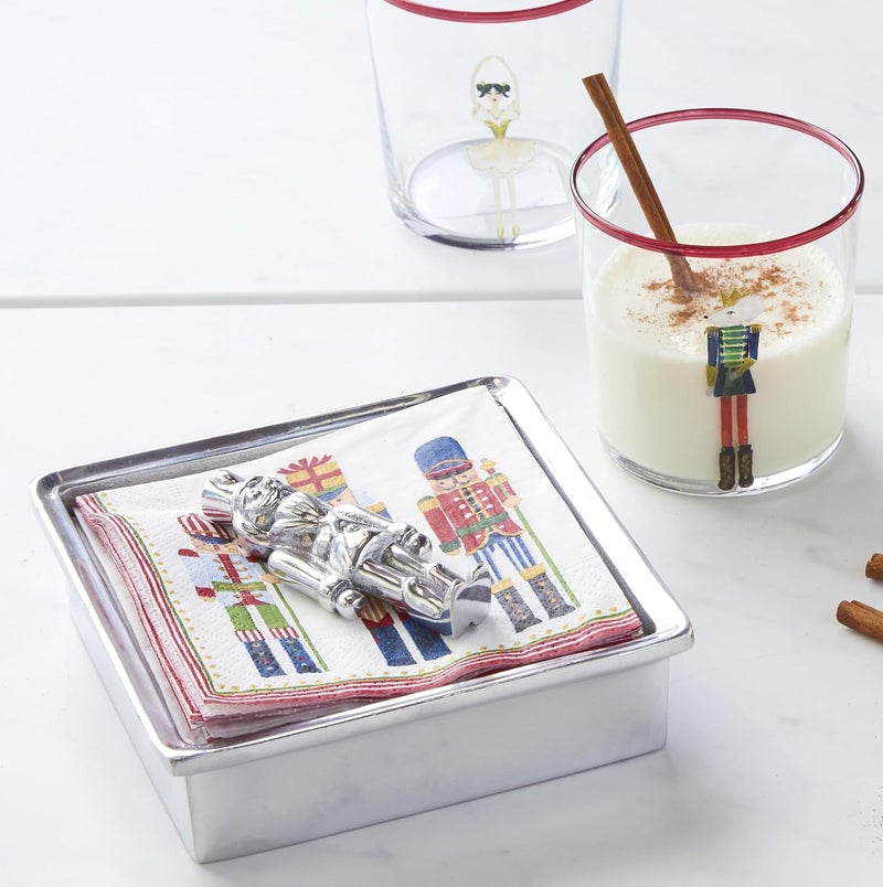 MARIPOSA NUTCRACKER SIGNATURE NAPKIN BOX SET  SILVER  BRILLANTE  GIFTS  NAPKIN BOX  WEIGHT SET  RECYCLED SANDCAST ALUMINUM  HANDMADE IN MEXICO - Image 4