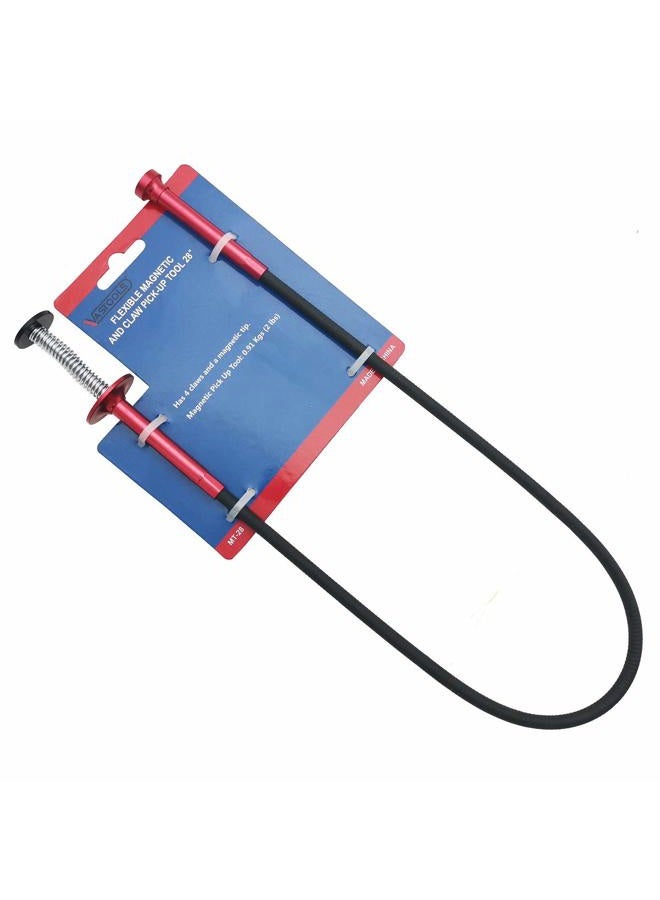 VASTOOLS Flexible Claw Pickup Tool with Magnet/28", 2-in-1 Magnetic Pickup Tool,4-Finger Claw,Rustless Spring,Versatile - Image 1