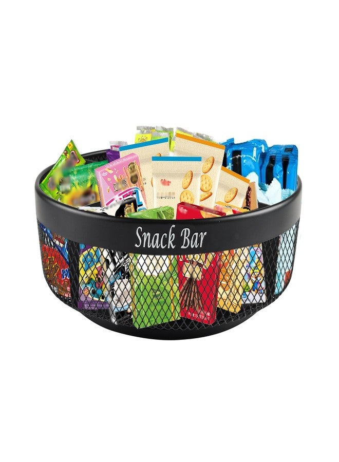 Xbopetda Snack Organizer for Countertop, Metal Turntable Organizer with Divider, 4 Compartment Snack Storage Spinning Snack Tray, Lazy Susan Snack Spinner for Snack Bar Organizer Pantry Storage-Black - Image 1