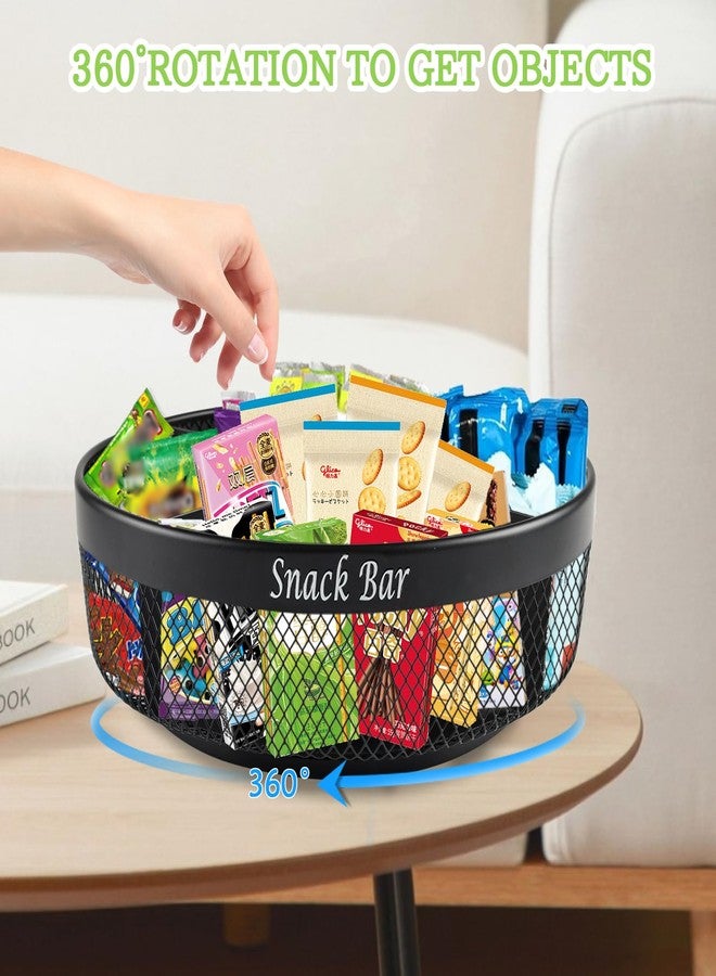 Xbopetda Snack Organizer for Countertop, Metal Turntable Organizer with Divider, 4 Compartment Snack Storage Spinning Snack Tray, Lazy Susan Snack Spinner for Snack Bar Organizer Pantry Storage-Black - Image 3