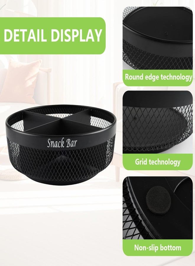 Xbopetda Snack Organizer for Countertop, Metal Turntable Organizer with Divider, 4 Compartment Snack Storage Spinning Snack Tray, Lazy Susan Snack Spinner for Snack Bar Organizer Pantry Storage-Black - Image 2