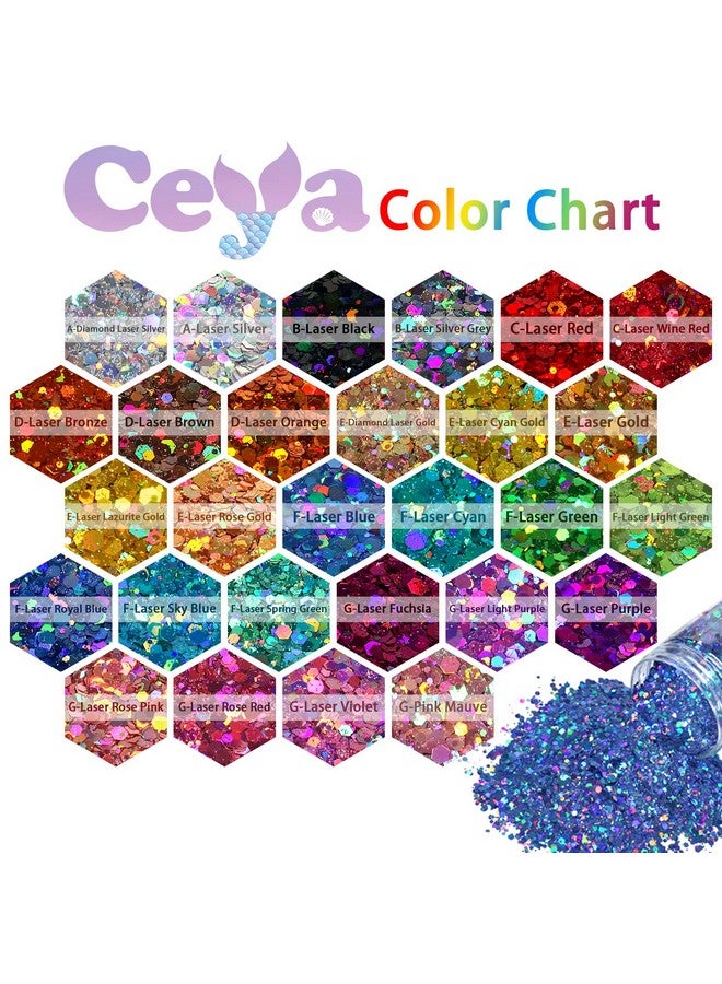 ceya Holographic Chunky Glitter 4.9Oz/ 140G Red Craft Glitter Powder Mixed Chunky Fine Flakes Iridescent Nail Sequins For Nail Art Hair Epoxy Resin Tumblers Slime Painting Festival Decor - Image 3