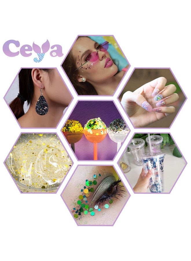ceya Holographic Chunky Glitter 4.9Oz/ 140G Red Craft Glitter Powder Mixed Chunky Fine Flakes Iridescent Nail Sequins For Nail Art Hair Epoxy Resin Tumblers Slime Painting Festival Decor - Image 5