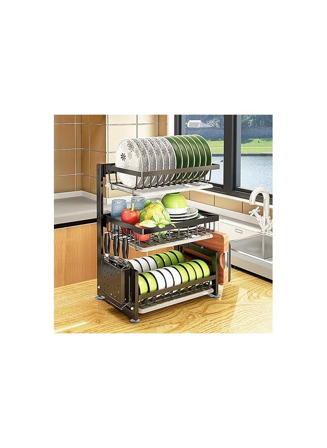 Dish Drying Rack, Dish Racks, Dish Rack, 3 Tier 201 Stainless Steel, Dish Drying Rack, Cutlery Draining Rack, Organizer