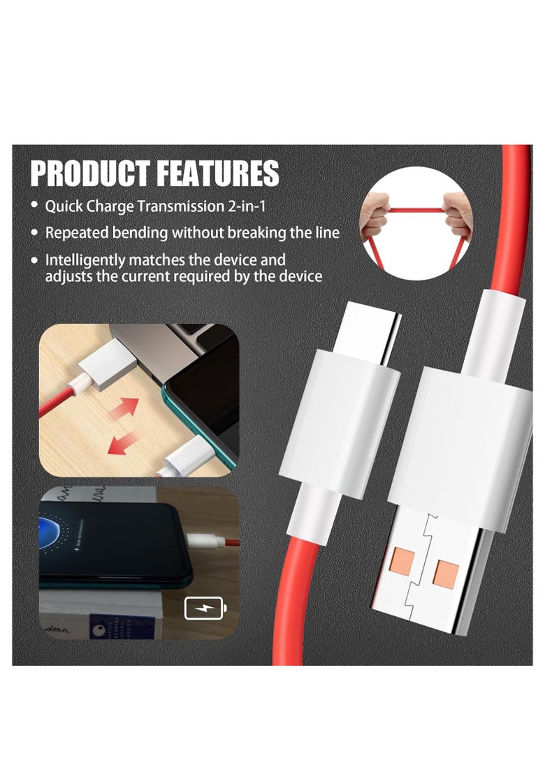 1Pack Charger Cable for OnePlus Ace 12/ Nord 2 /13/12/12R/11Pro/10/10Pro/9RT/9/9R/8T/7 Pro/6T/,11V 7.3A Warp Cable ,3.3 Feet