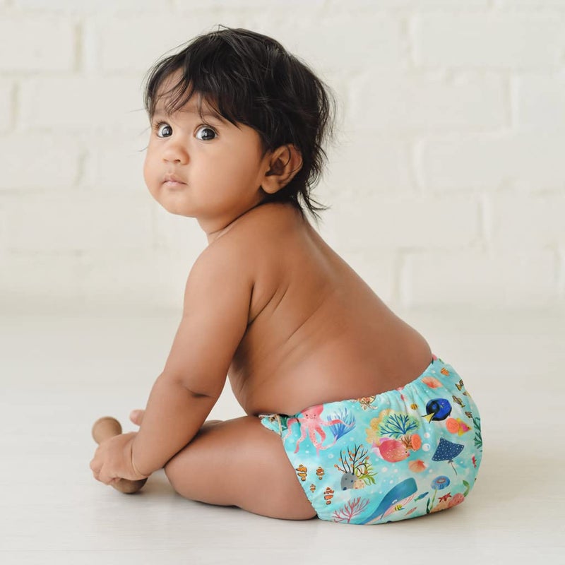 SuperBottoms Swimming Diapers for Babies & Toddlers - Reusable & Adjustable Swim Diapers - Washable Cloth Diapers - Skin Friendly Fabric - Easy to Clean - Fits 3M - 3Y - Image 2