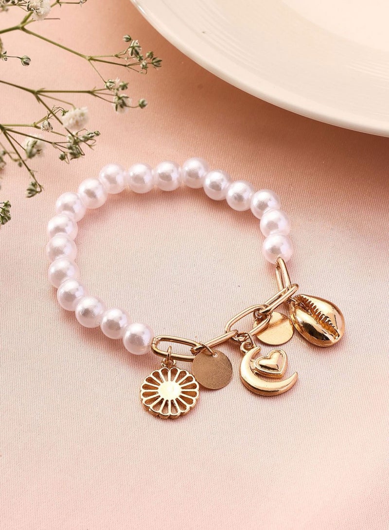 Priyaasi Women Pearls Contemporary Wraparound Bracelet  - Image 1