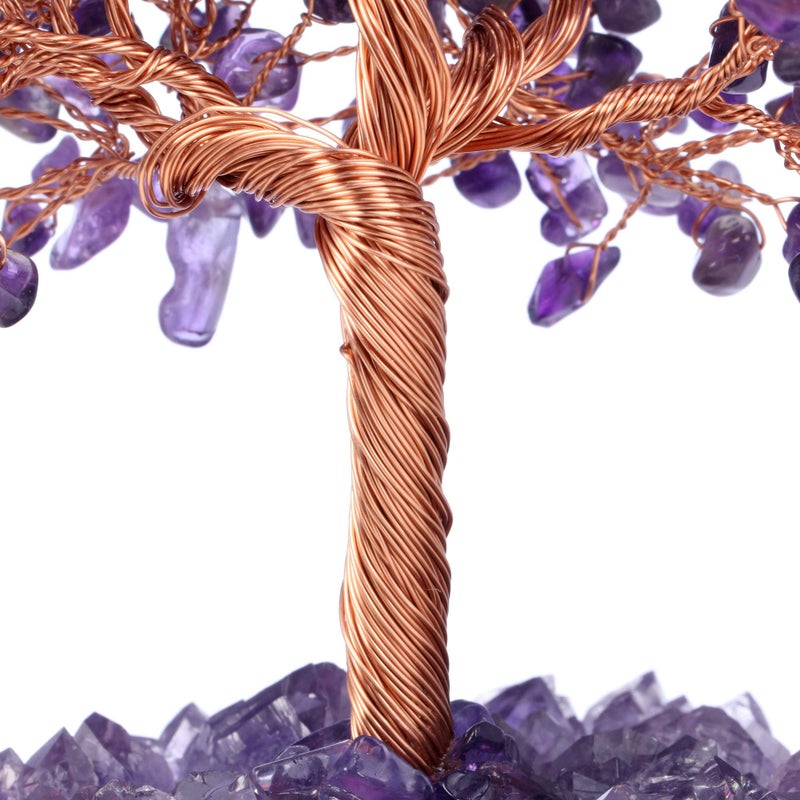 Jovivi Natural Amethyst Healing Crystal Money Tree on Amethyst Cluster Geode Druzy Base Feng Shui Crystals for Home Office Desk Decorations  Wealth  Good Luck - Image 5