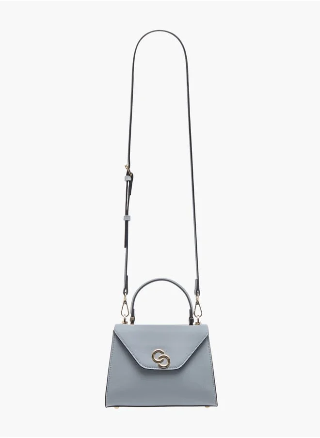 Celeste Womens Textured Crossbody Bag With Flap Closure And Detachable Strap