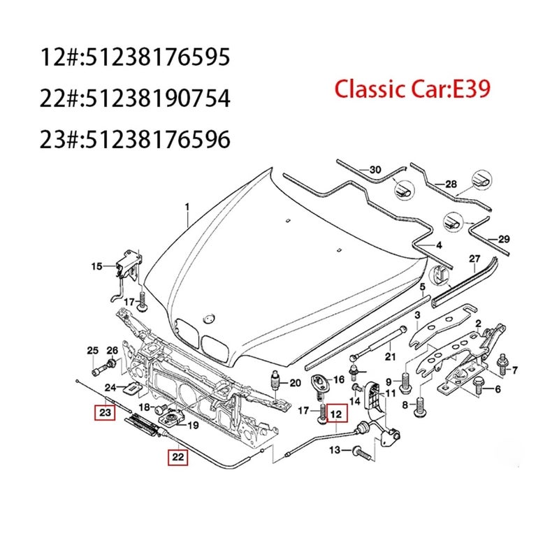 Wivplex Engine Hood Release Cable for BMW E39 5 Series - Image 2