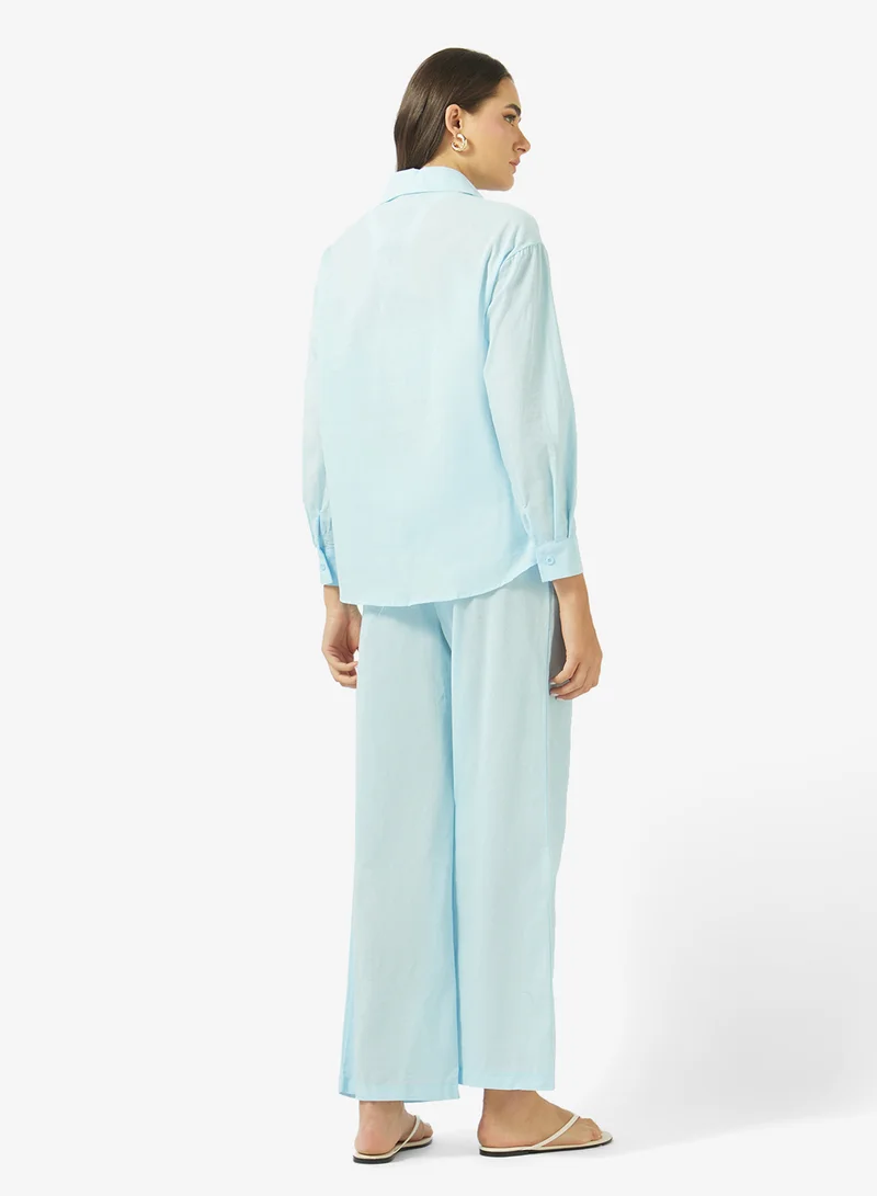 Ginger Oversize Button Down Shirt & Pant Coord Set