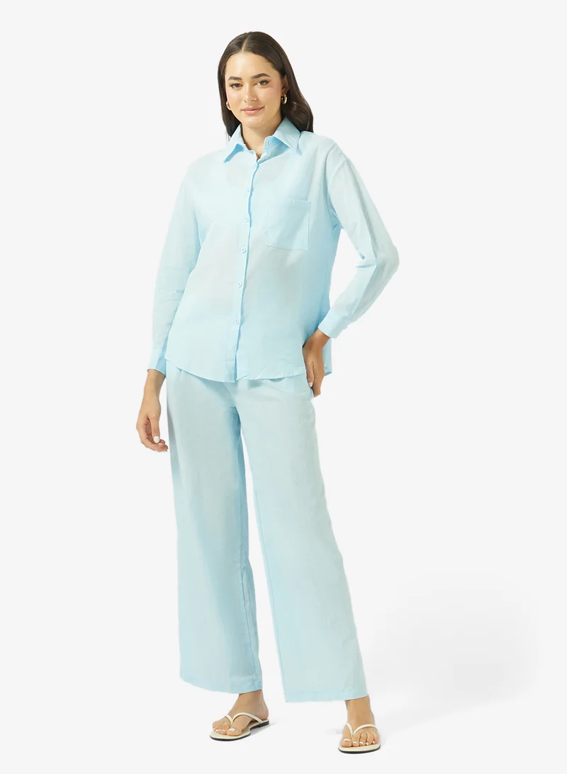 Ginger Oversize Button Down Shirt & Pant Coord Set