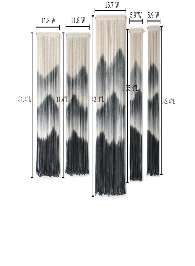 IOWER Large Macrame Wall Hanging 5Pcs Handmade Dip-Dyed Mountain Wall Decor Combination Suspension Bedroom Living Room Modern Fiber Yarn Wall Art - Image 5