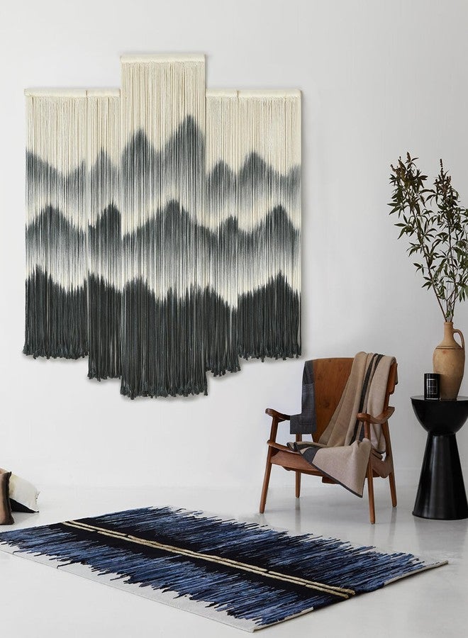 IOWER Large Macrame Wall Hanging 5Pcs Handmade Dip-Dyed Mountain Wall Decor Combination Suspension Bedroom Living Room Modern Fiber Yarn Wall Art - Image 4