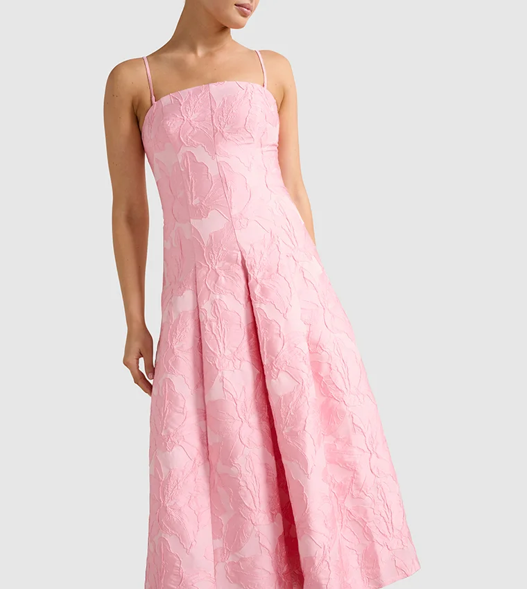 forever new  CHARLOTTE Strapless Jacquard Midi Dress for Women | Best Price UAE