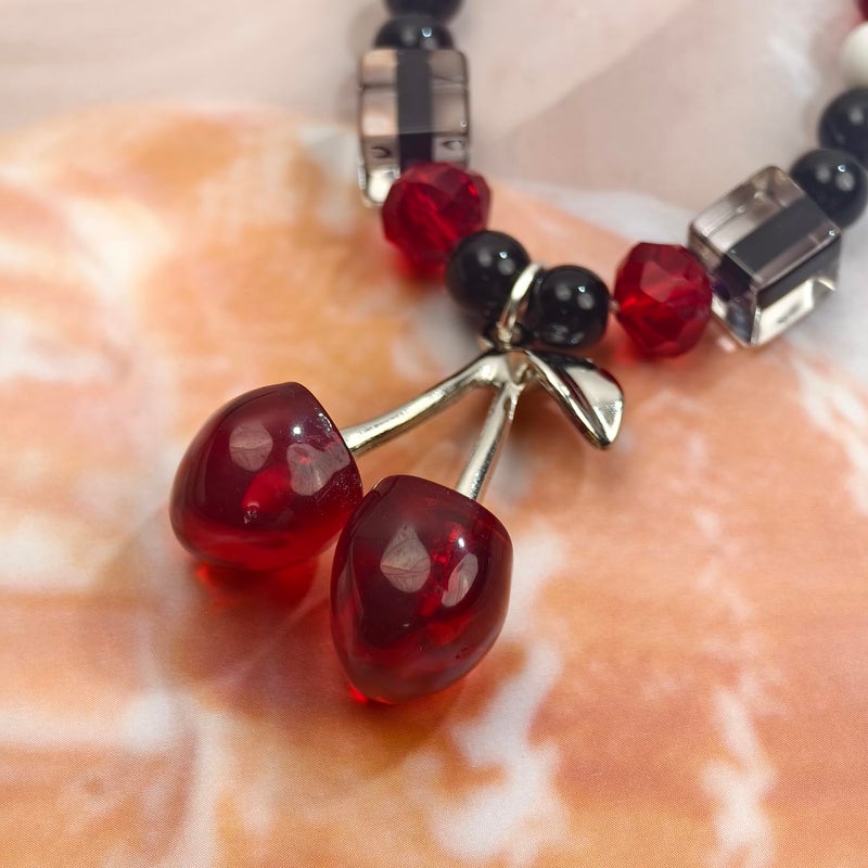 cioatu Phone Charms Cute Cherry Butterfly Cell Phone Lanyard Strap Wrist Strap for Bag Airpods Camera Pendants Decor (Red Cherry 2) - Image 3
